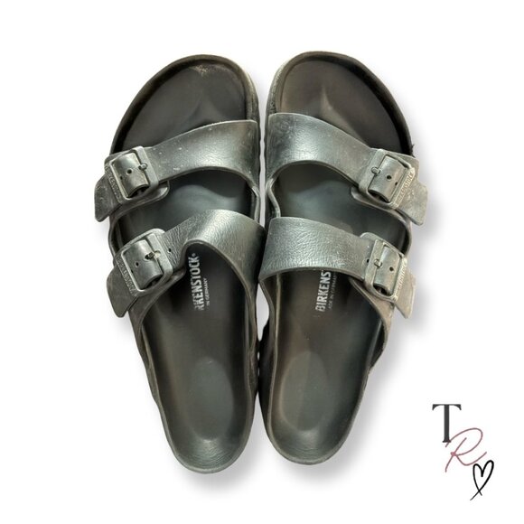 Birkenstock Arizona Slide Sandals in Black EVA Size 45 Men's 12  Fair Condition - Picture 2 of 10